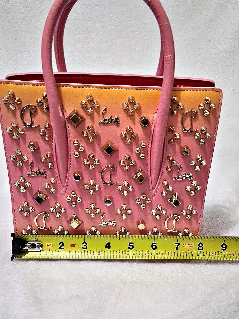 Christian Louboutin Paloma Medium Studded Tote Pink & Red Used